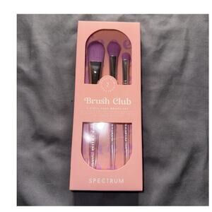 Spectrum Brush Club Professional Face Brush Set Purple Oval Mini Flat Fluffy